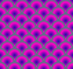 Round scales of psychedelic color, punchy vector forms and colors that demand attention, seamless