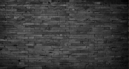 Obraz premium black wood wall background, plank panel for room design