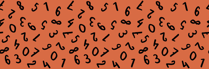 template with the image of keyboard symbols. a set of numbers. Surface template. red orange background. Horizontal image. Banner for insertion into site.