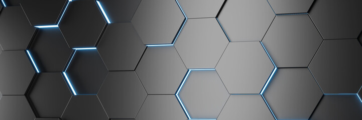 Futuristic and technological hexagonal background. 3d rendering