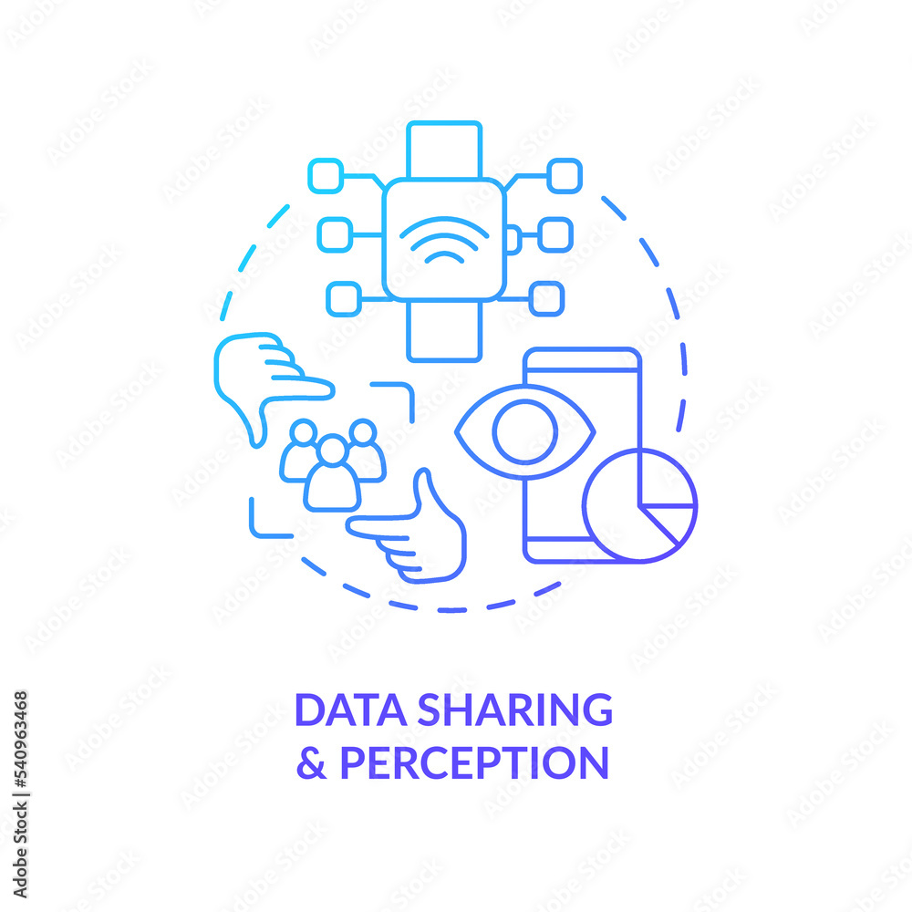 Aufkleber data sharing and perception blue gradient concept icon. improve users experience. spread information
