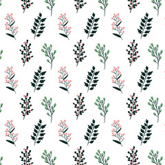 seamless pattern with flowers, Christmas time for your design 