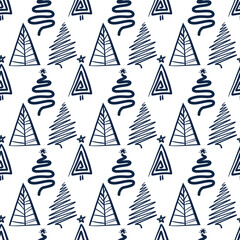 seamless pattern with Christmas trees Black and white patterns Christmas time for your design 