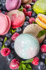 Colorful french macaron dessert