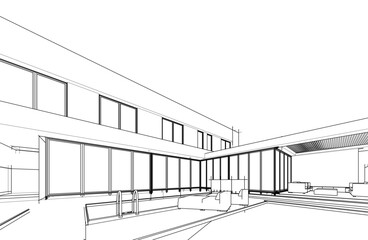 house building sketch architecture 3d illustration