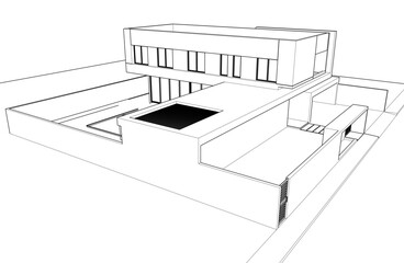 house building sketch architecture 3d illustration