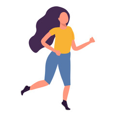 Active woman jogging or going marathon vector illustration