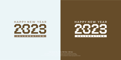 2023 celebration creative logo with brown design vector illustration