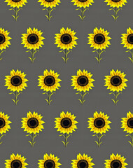Seamless vector pattern based on hand drawn sunflower