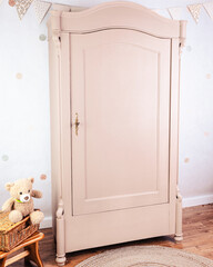 Wardrobe after renovation painted in beige color