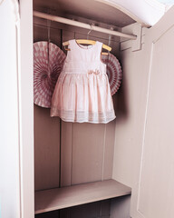 Wardrobe after renovation painted in beige color
