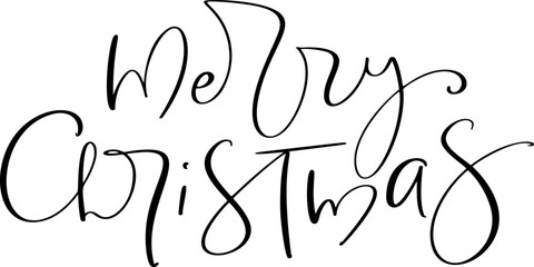Merry Christmas hand lettering calligraphy text isolated on white background. Vector holiday illustration element Quote. Xmas script calligraphic phrase