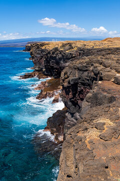 steep cliffs along ka lae or south point coast hawaii at southernmost point of united states