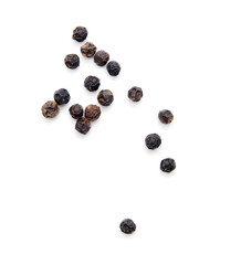 Black peppercorns, isolated on white background 