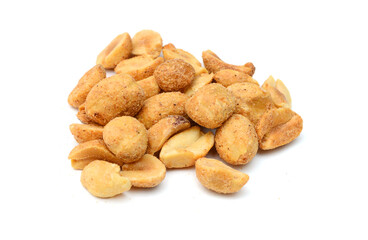 Processed peanuts isolated on white background