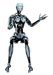 3D Rendering Male Robot on White