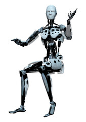 3D Rendering Male Robot on White