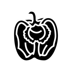 cut red pepper glyph icon vector. cut red pepper sign. isolated symbol illustration