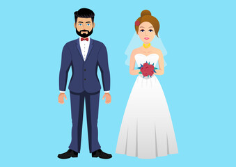 Groom and Bride Clipart Illustration. Wedding Suits