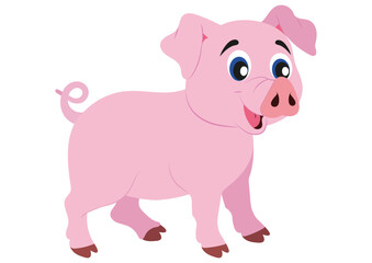 Illustration of Cute Cartoon Pig