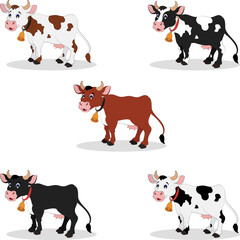 Illustration of different color cows