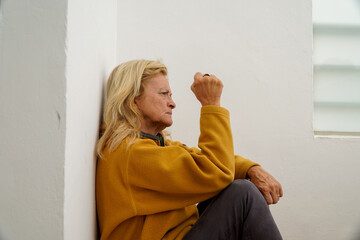 angry senior woman with anger and rage. self-esteem in mental health. suicide prevention