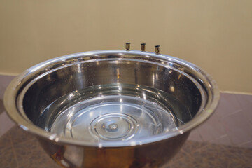 The baptism of a child in the church, the interior of the church.