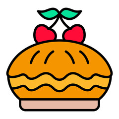 Cherry Pie Filled Line Icon