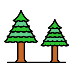 Pine Tree Filled Line Icon