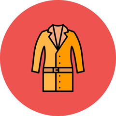 Long Coat Multicolor Circle Filled Line Icon
