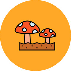 Mushroom Multicolor Circle Filled Line Icon
