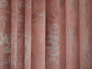 Red, gray wooden wall, wavy vertical that mimics the waves