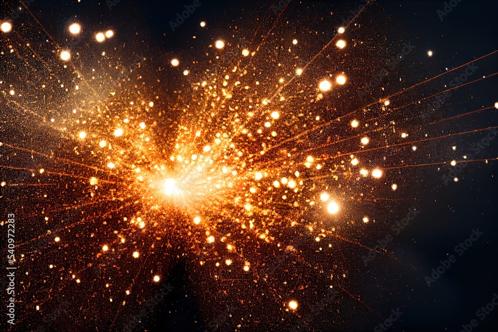 Poster Natural Organic Dust Particles Floating On Black Background. Glittering Sparkling Particles Randomly Spin In The Air With Bokeh. Place it over your footage in add or screen mode.