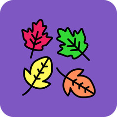 Obraz premium Leaves Falling Multicolor Round Corner Filled Line Icon