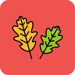 Obraz premium Oak Leaf Multicolor Round Corner Filled Line Icon