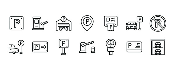 Car parking icon set. Vector graphic illustration.