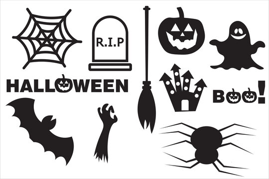 halloween icon set, vector, illustration