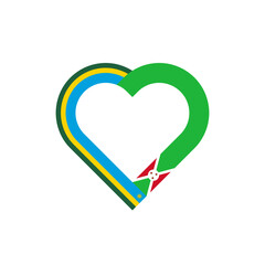 friendship concept. heart ribbon icon of rwanda and burundi flags. vector illustration isolated on white background