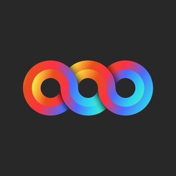 Infinity 3d Logo Rainbow Gradient, Endless 3 Circles Geometric Shape From Chain Loops Bright Pattern.