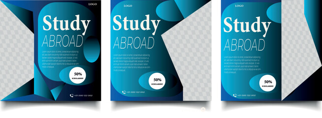 Study abroad social media post design template set