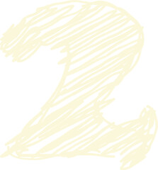 Fototapeta na wymiar Hand drawn yellow chalk letter number two