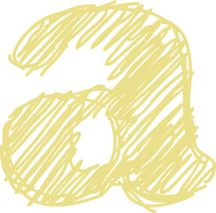 Hand drawn yellow chalk alphabet letter lowercase a