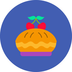 Cherry Pie Multicolor Circle Flat Icon