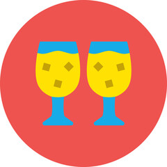 Drink Glass Multicolor Circle Flat Icon