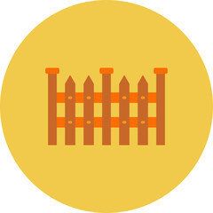 Fence Multicolor Circle Flat Icon