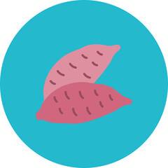 Sweet Potato Multicolor Circle Flat Icon