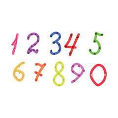 Numbers written with a brush. Hand drawn .