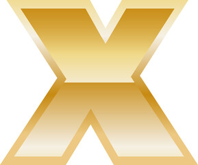 Golden gradient alphabet letter lowercase x