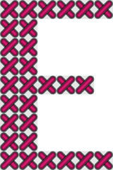 Obraz premium Cross stitch style typographic alphabet letter uppercase E