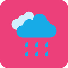Rain Multicolor Round Corner Flat Icon